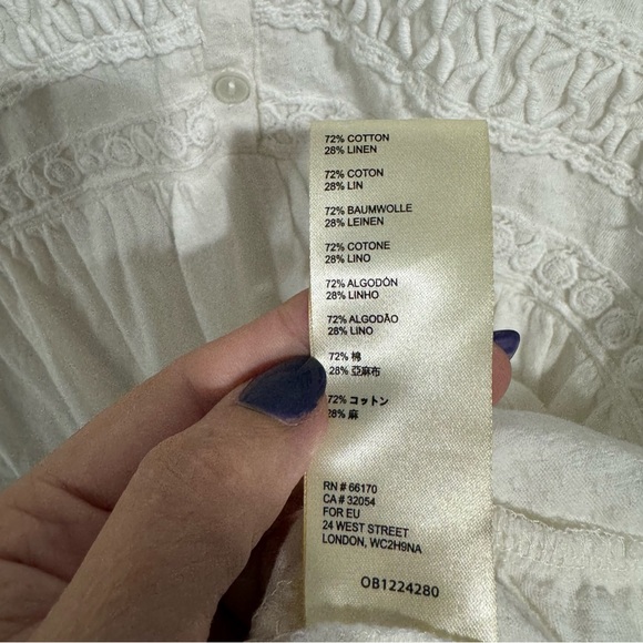 Anthropologie cream ruffle trapeze swing top med - Picture 8 of 8